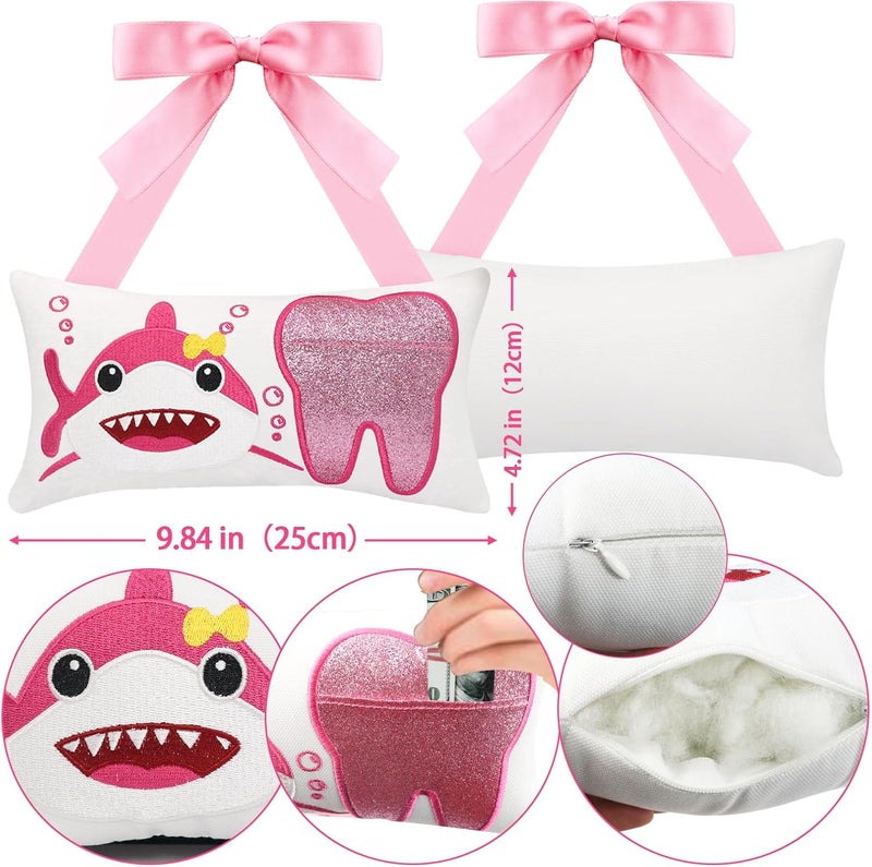 Malihome Tooth Fairy Pillow with Pocket for Girls and Boys Kids Tooth Pillow Toothfairy Gifts Tooth Keepsake Pouch 8.6 x 4.8 inches (Pink) - Image 3